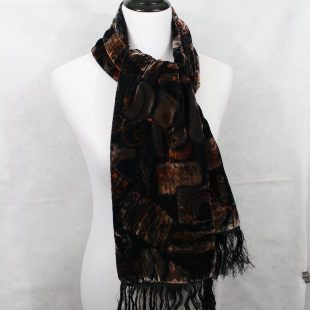 Multi-Colored Polyester Scarf w/ Fringe 66" Long